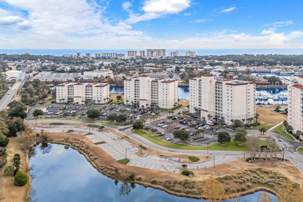 an aerial view of a city with buildings at Yacht Club Villas 1-505 - Marina View in Myrtle Beach