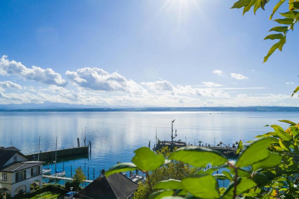 a view of a large body of water at Ferienwohnung Meersburg 30m vom Bodensee in Meersburg