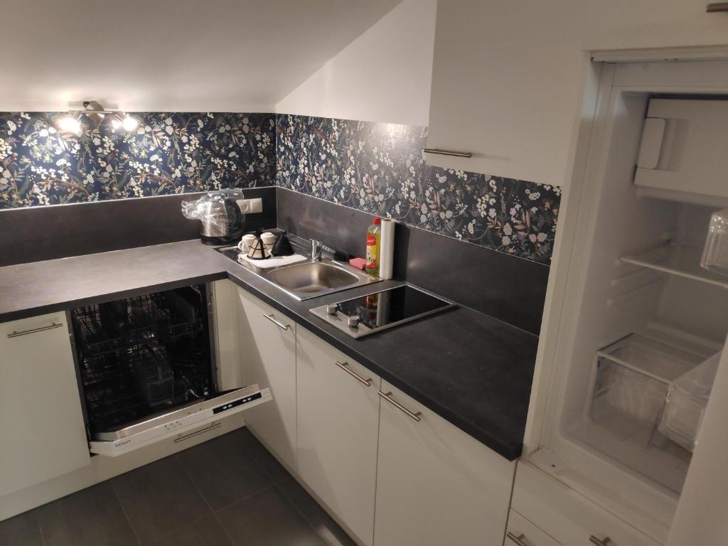 Kuchyň nebo kuchyňský kout v ubytování Aparthotel Horn Bahnstrasse