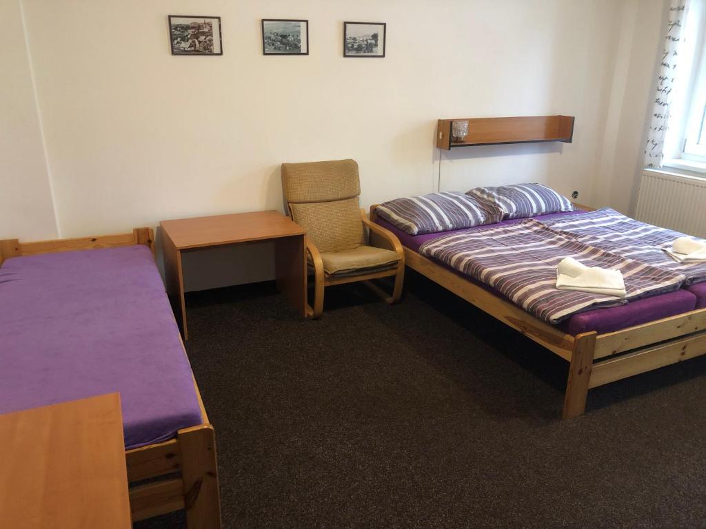 Voodi või voodid majutusasutuse Hotel Bartošovice toas
