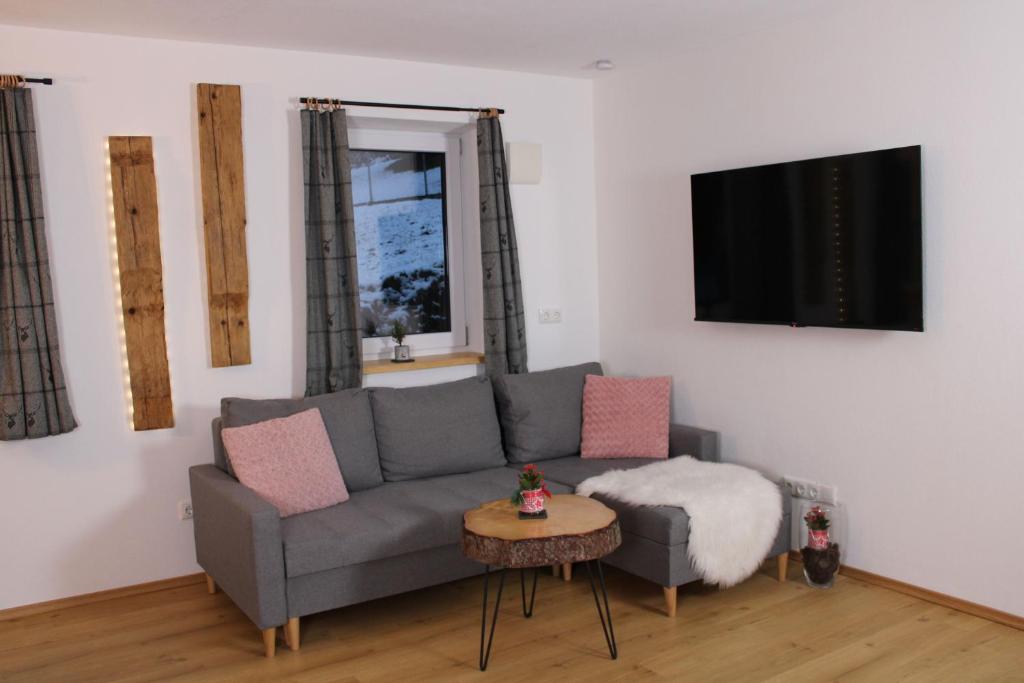 TV a/nebo společenská místnost v ubytování Ferienwohnung Enzian