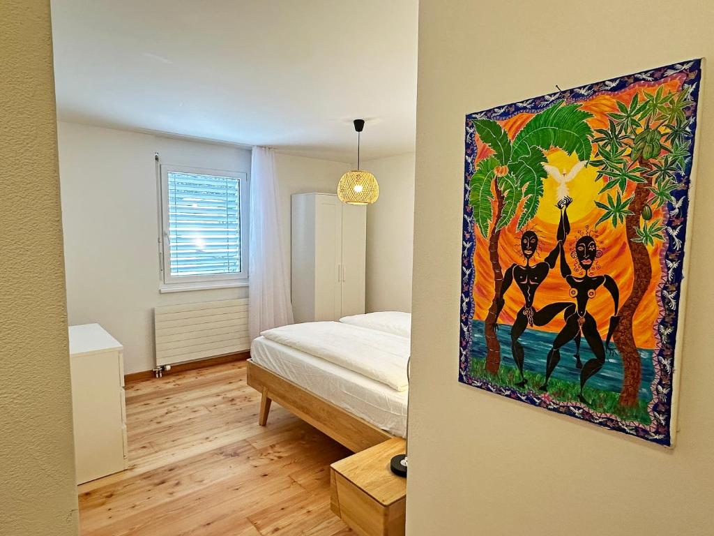 Postel nebo postele na pokoji v ubytování Echtholz, 110m2, Sport, Erholung, mit Garage - SU48