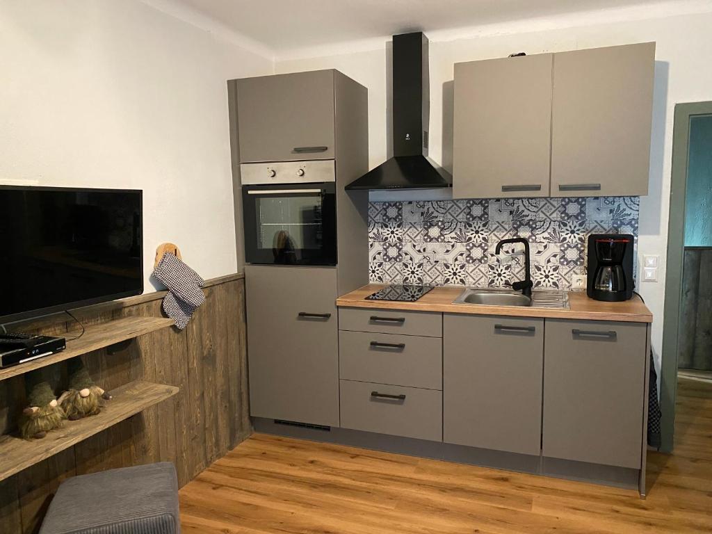 Kuchyň nebo kuchyňský kout v ubytování Appartement Brettljause Ferienhaus Fuenf Sinne