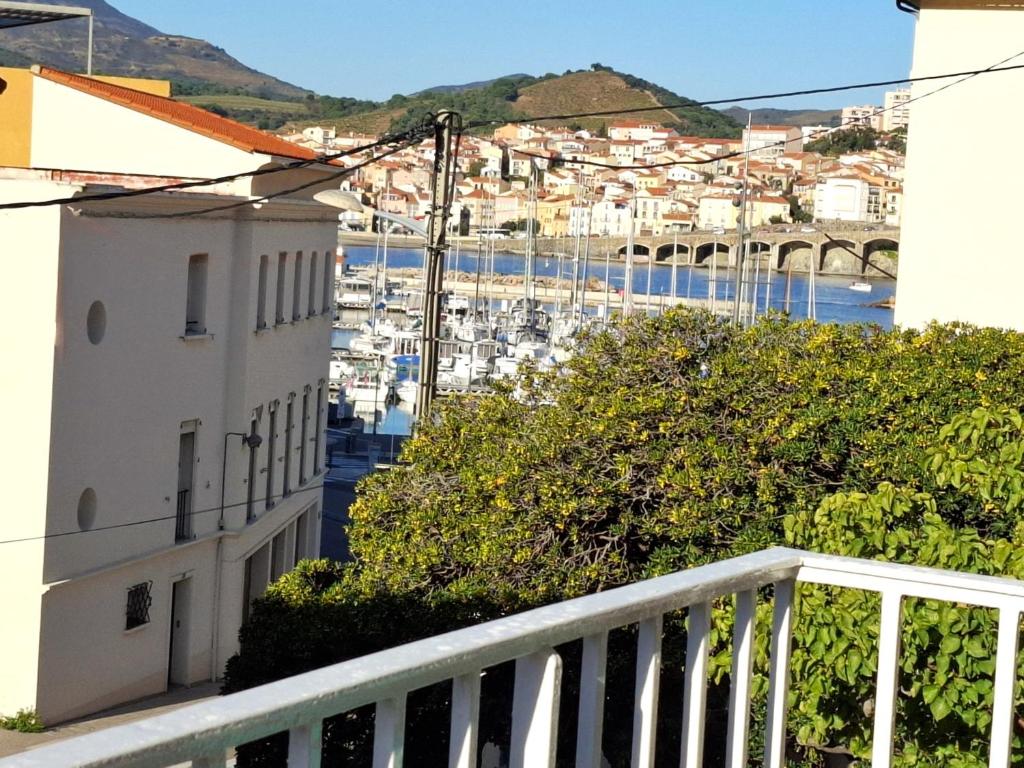 une vue depuis le balcon d'un immeuble dans l'établissement Maison de village calme près du port - FR-1-309-486, à Banyuls-sur-Mer