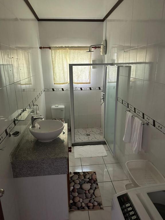 Koupelna v ubytování Leo Selfcatering