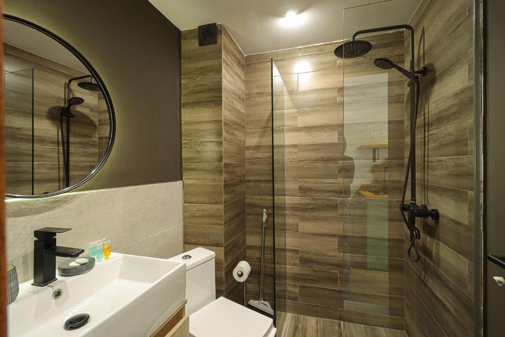 Koupelna v ubytování Stylish Studio Apartment with balcony In Marshall Gudauri Project