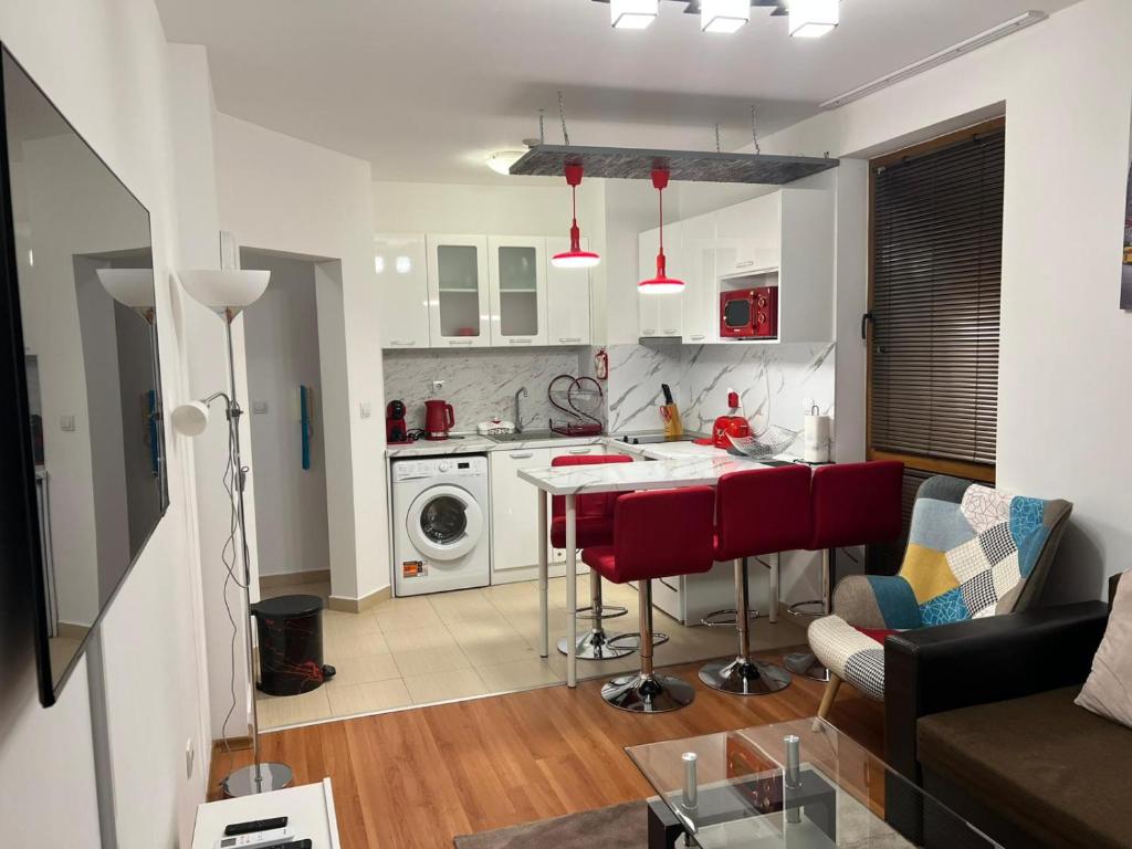 Kuchyň nebo kuchyňský kout v ubytování VIP Apartment Belvedere Club