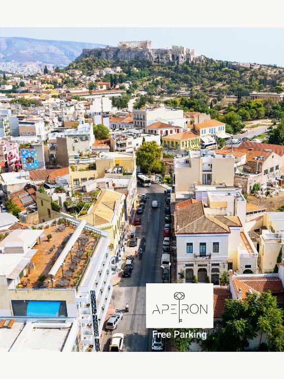 an aerial view of a city with buildings at Apeiron Acropolis Suites in Athens