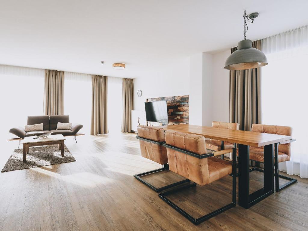 Χώρος καθιστικού στο Apartments Goldbergblick by we rent