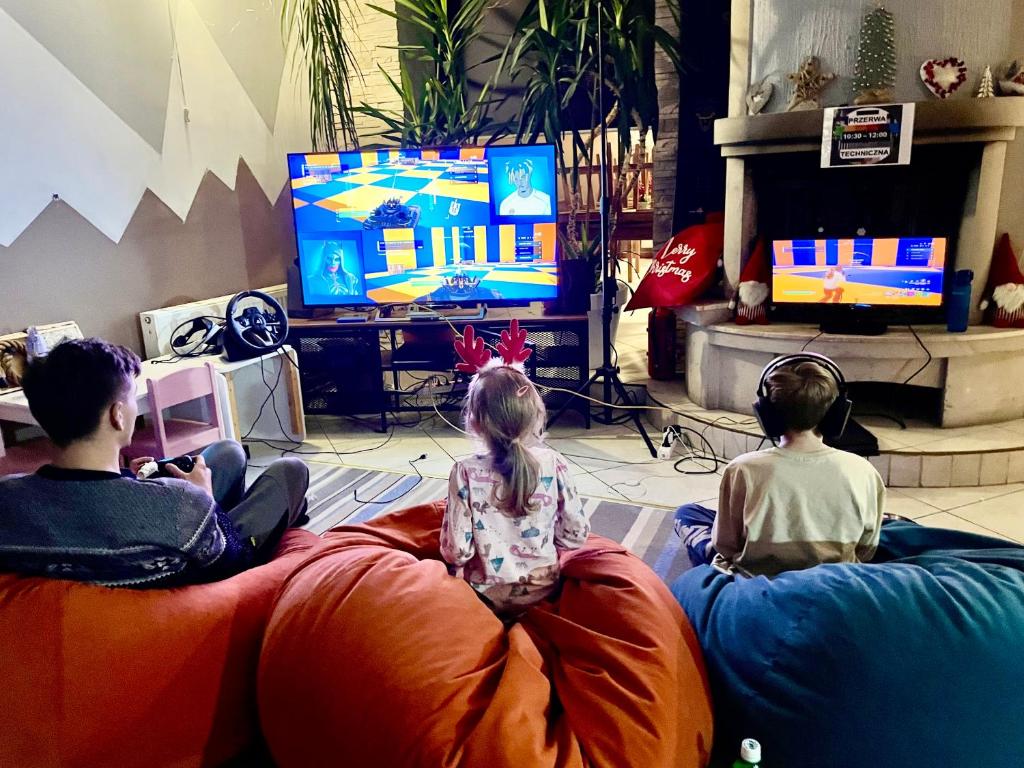 TV a/nebo společenská místnost v ubytování Przyczółek Kreatywności by Good Spot