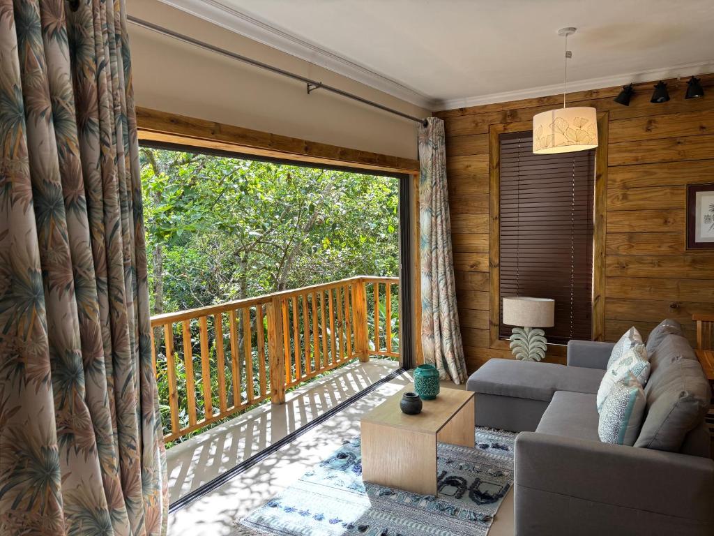 Balkón nebo terasa v ubytování Chamarel Mountain chalets