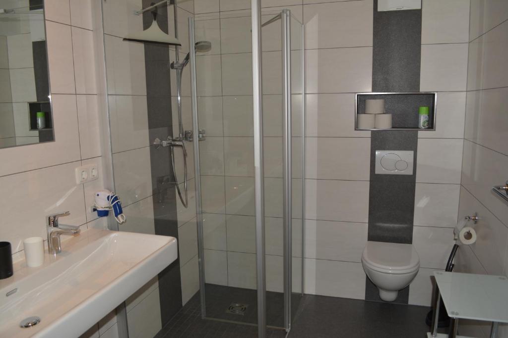 Koupelna v ubytování Gästehaus Huber