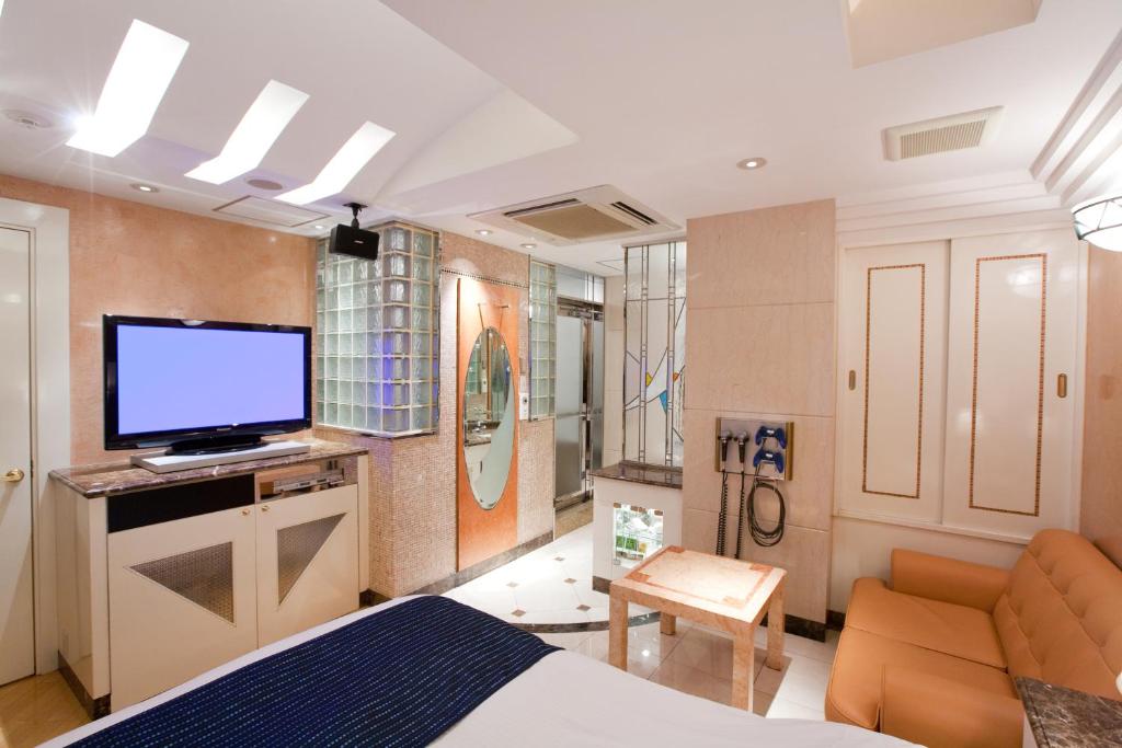 TV a/nebo společenská místnost v ubytování HOTEL & SPA J-MEX Shinjuku Kabukicho (Adult Only)