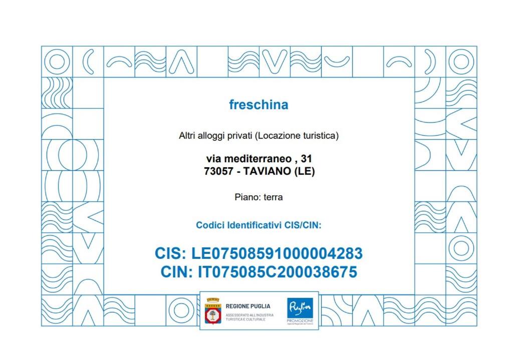 Certifikát, hodnocení, plakát nebo jiný dokument vystavený v ubytování Freschina