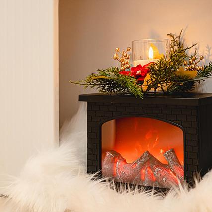 a fireplace with a red with a candle at Noddle Sun Stay in Seoul