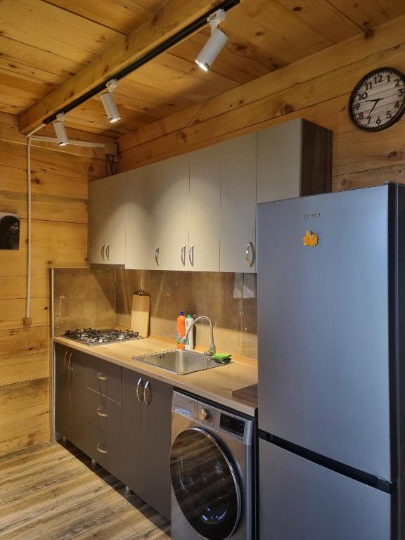 Kuchyň nebo kuchyňský kout v ubytování Cottage SuBree on Goderdzi