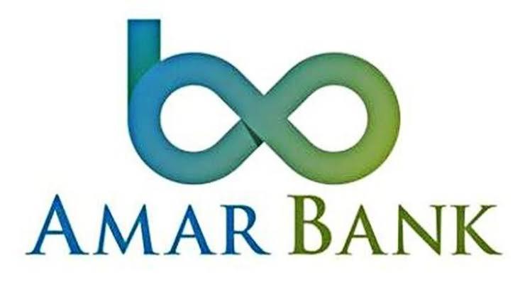 a green amar bank logo on a white background at Bank Amar in Jakarta