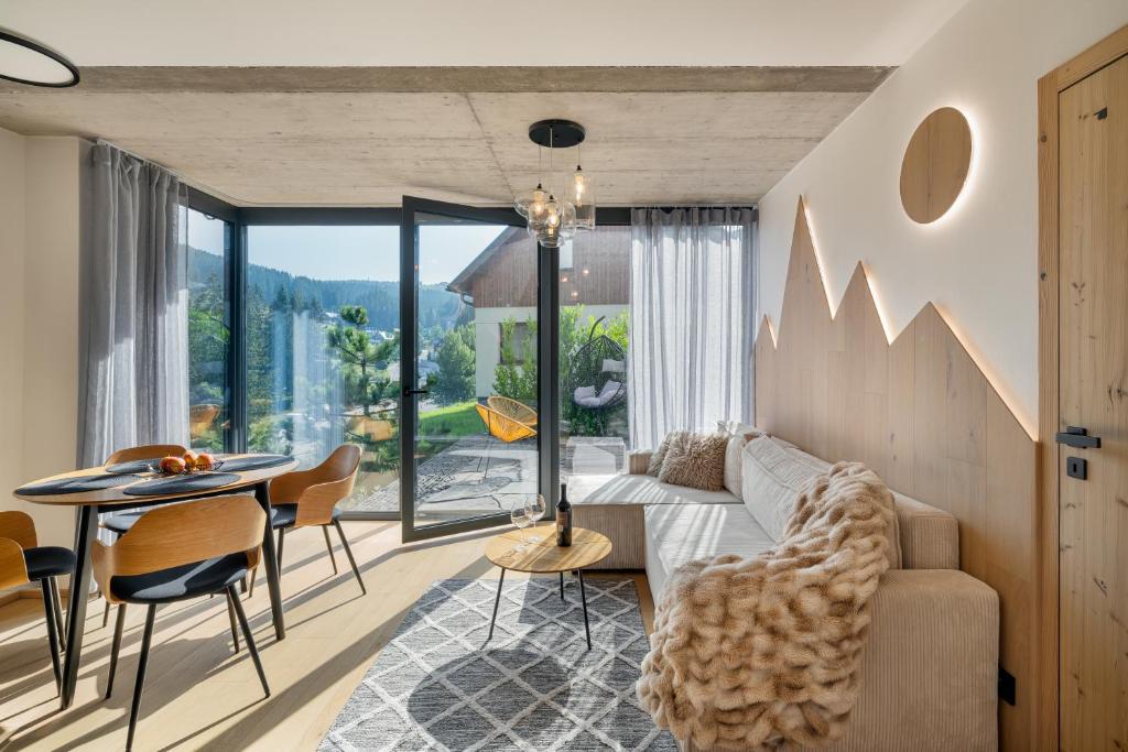 Posezení v ubytování Panorama Lofts Pec