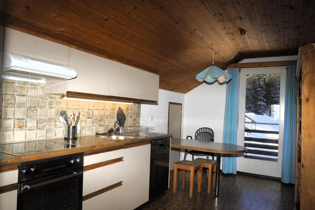 Kuchyň nebo kuchyňský kout v ubytování Hotel Alpina Parpan