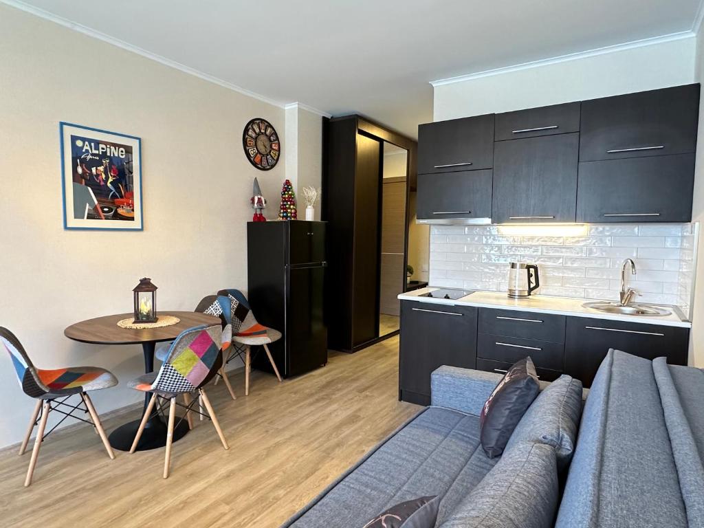 Kuchyň nebo kuchyňský kout v ubytování New Gudauri Alpen Apartments
