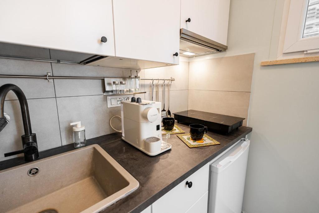 a kitchen with a sink and a coffee maker on a counter at Suite Room Suriani in Rome