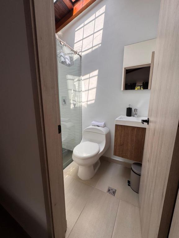Koupelna v ubytování Vida Hostel