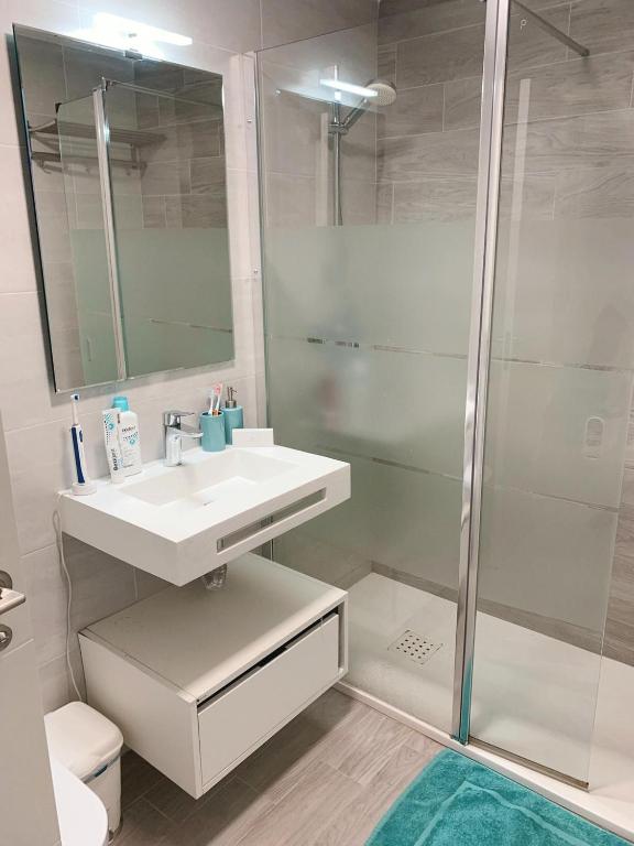A bathroom at Calma apartment On the most amazing beach in Fuerteventura