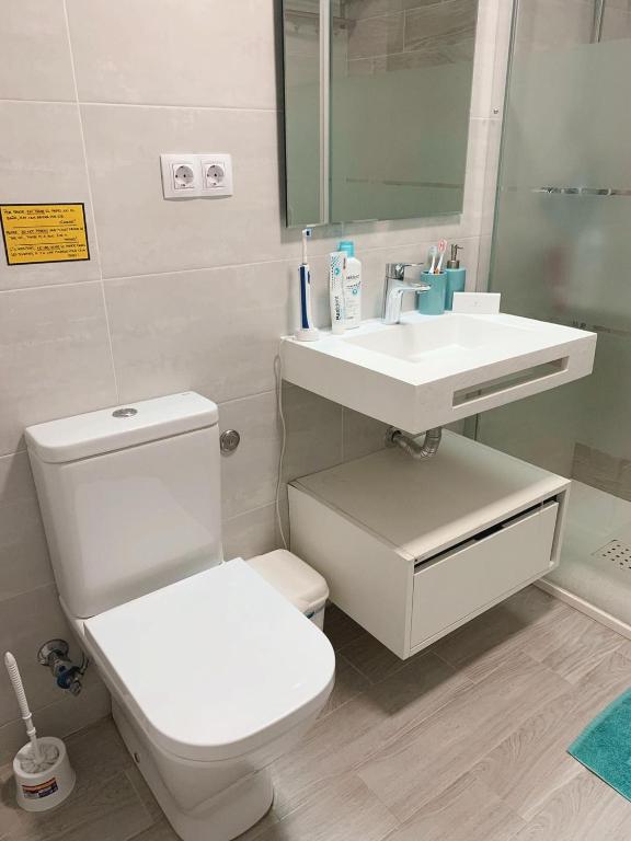 A bathroom at Calma apartment On the most amazing beach in Fuerteventura