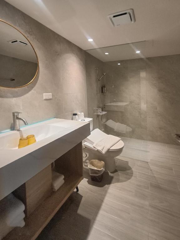 Koupelna v ubytování 衿后禾居Good Hotel