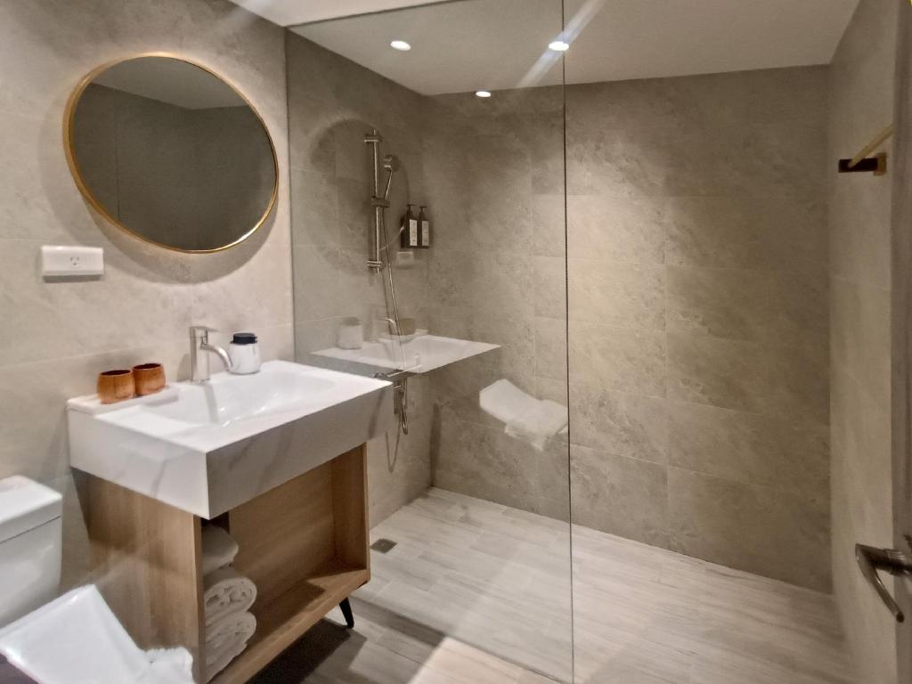 Koupelna v ubytování 衿后禾居Good Hotel