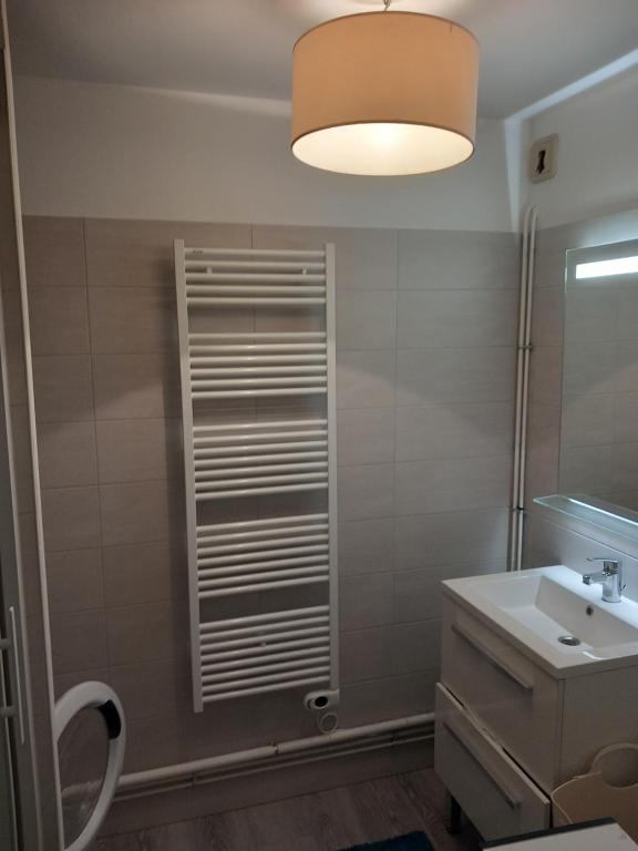 une salle de bain avec toilettes et lavabo dans l'établissement Apparemment Amiens F2, à Amiens