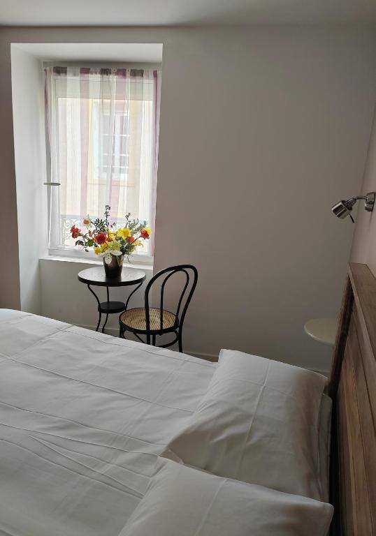 Postel nebo postele na pokoji v ubytování Hôtel l'Acadien