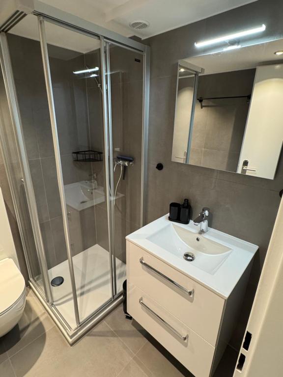 Koupelna v ubytování Studio rénové au centre de Saas-Fee