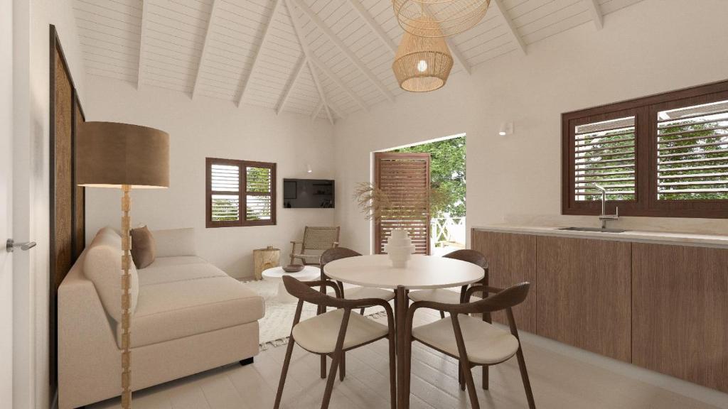 Posezení v ubytování Botanique Bungalows Westpunt