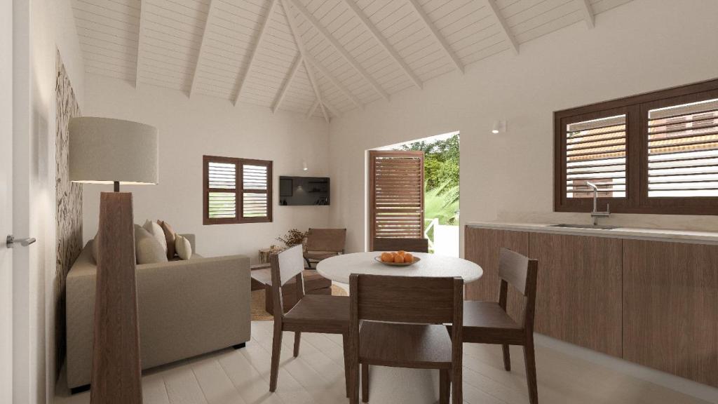 Posezení v ubytování Botanique Bungalows Westpunt