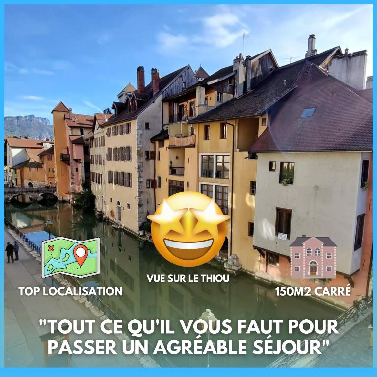 Un panneau qui dit tour eoul tien faute pour passager tempête de crête humaine dans l'établissement L'Authentique et Spacieux - Vieille Ville, à Annecy