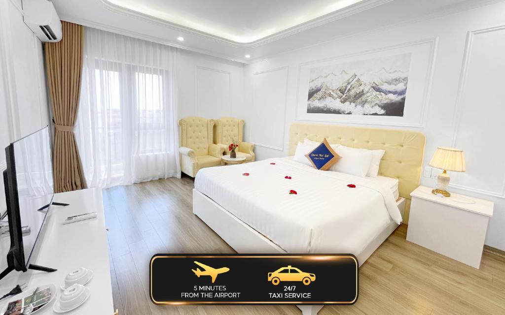 Postel nebo postele na pokoji v ubytování Chemi Hanoi Airport Hotel
