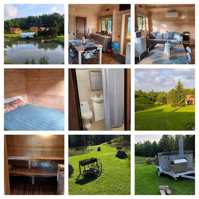 a collage of pictures of different homes andyards at Sodyba 15 Ąžuolų Svečių namai 1 in Triušiai