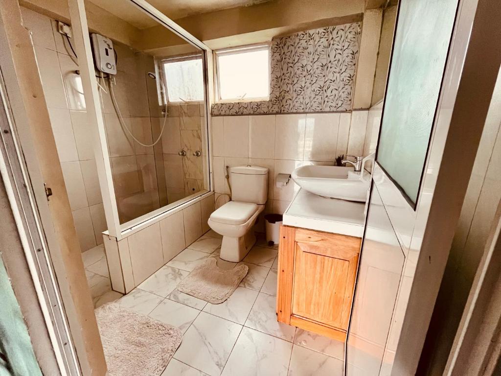 un piccolo bagno con un water e un lavandino di Medalin Lake Gregory a Nuwara Eliya