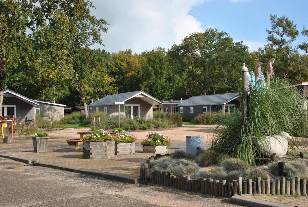 a row of houses with plants in a yard at Vakantiepark Schouwen in Renesse