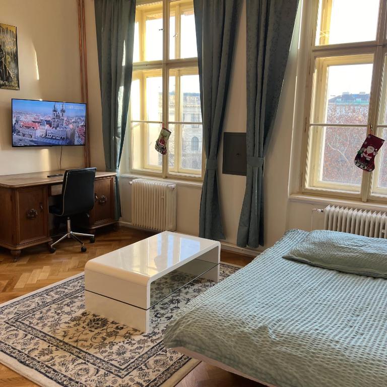 TV a/nebo společenská místnost v ubytování Wenceslas square apartment 150 m2
