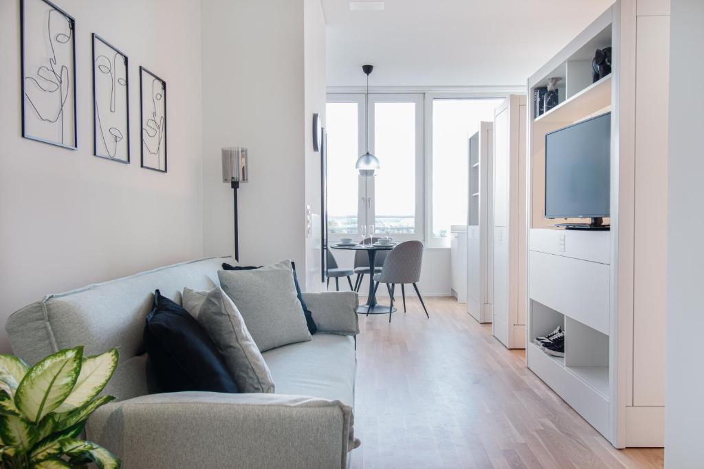 TV a/nebo společenská místnost v ubytování Löwe Apartments am Rheinfall