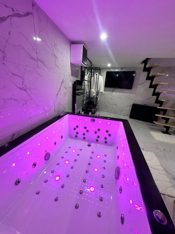 TV a/nebo společenská místnost v ubytování Suite KING Size SAUNA JACUZZI