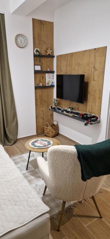 a living room with a couch and a tv at Apartman Mali princ Jahorina in Jahorina