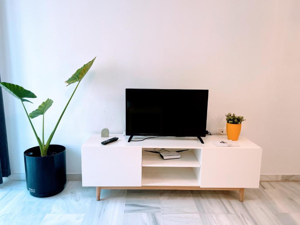 Televízia a/alebo spoločenská miestnosť v ubytovaní Central Apartment in Sanlucar