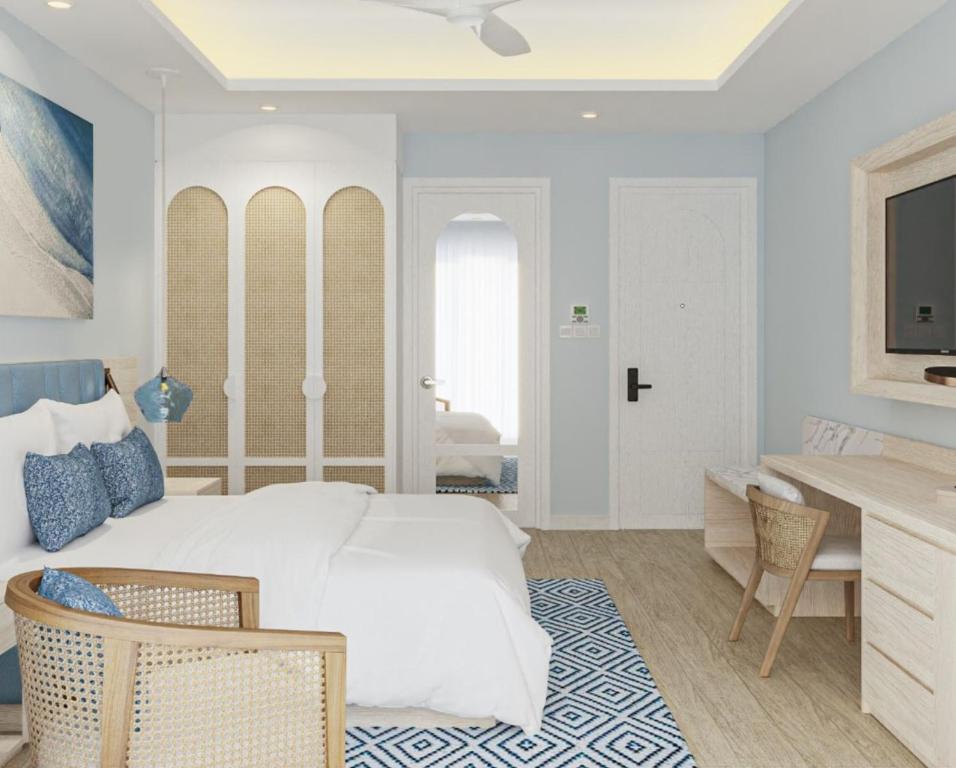 Postel nebo postele na pokoji v ubytování Eriyadu Island Resort