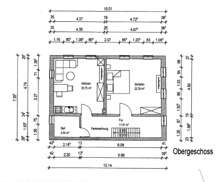 a drawing of a floor plan of a house at die Lecherei in Lechbruck