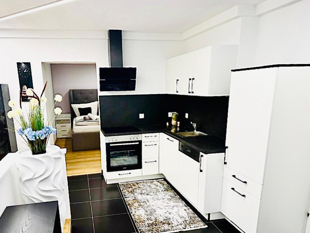 Kuchyň nebo kuchyňský kout v ubytování Ferienwohnung Wanderlust