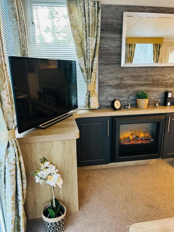 TV a/nebo společenská místnost v ubytování Luxury Cozy Caravan at Seaton Sands