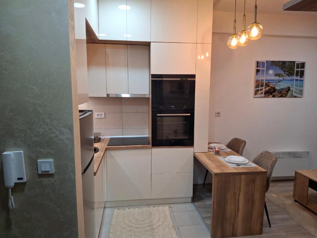 Kuchyň nebo kuchyňský kout v ubytování Apartmani Marjanovic Akva park Jagodina